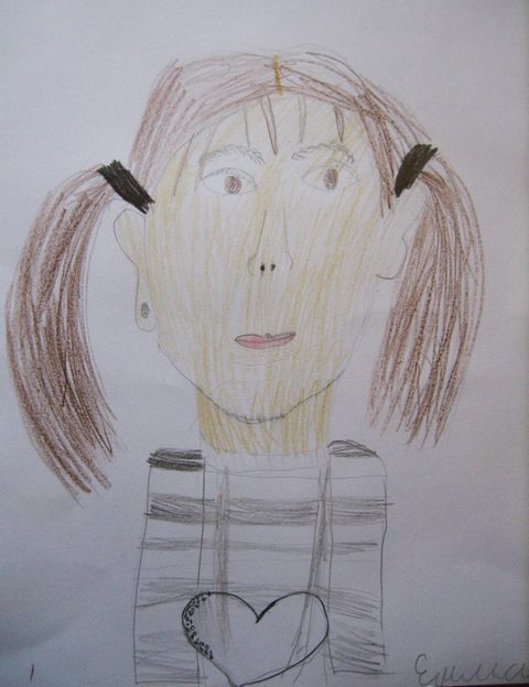 Emma Nilssen 8 years "Selfportrait" || цветни моливи/color pencil || 2015